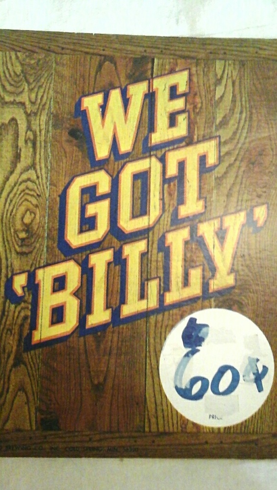 Vintage Billy Beer cardboard store sign